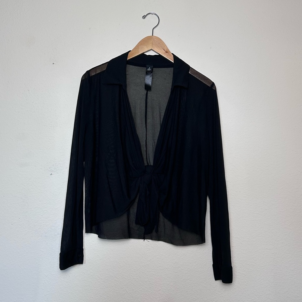 Chicos Sheer Wrap Tie Too Black Size Large Fits Most Like New Dressy Layer